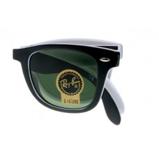 Ray Ban Sunglasses RB4105 folding black white frame green lenses