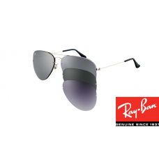 Fake Ray Ban 3460 aviator flip out sunglasses silver frame 