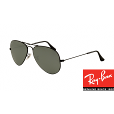 Replica Ray-Ban RB3025 Aviator Sunglasses Black Frame Green Lens