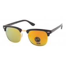 Fake Ray Bans RB3016 classic clubmaster black frame yellow mirror lens