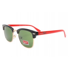 Discount Ray Bans RB3016 classic clubmaster black red frame green lens