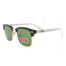 Replica Ray Bans RB3016 classic clubmaster black white frame green lens