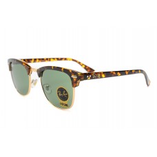 Fake Ray Bans RB3016 classic clubmaster brown black frame green lens